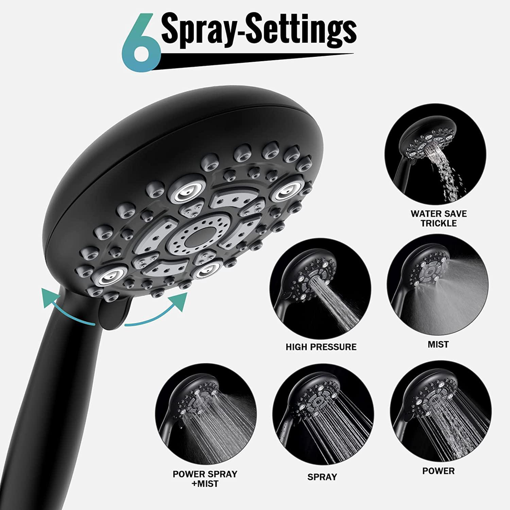 Multi Function Hand Shower with 6 Spray Settings